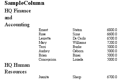Generated Columnar Report