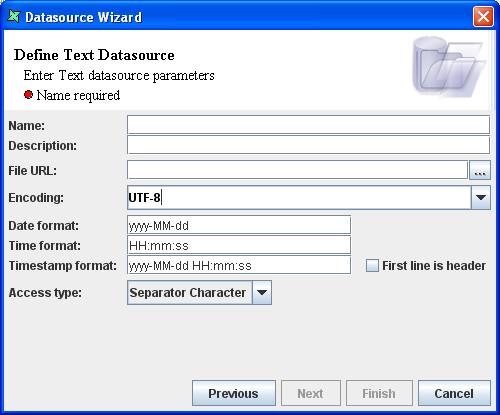 Define Text DataSource - Page One