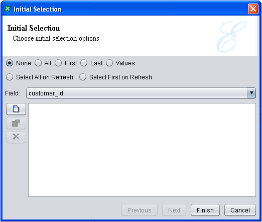 Initial Selection Dialog