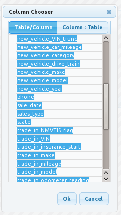 Selecting the Data Columns for the Table