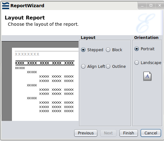 Columnar Report Options