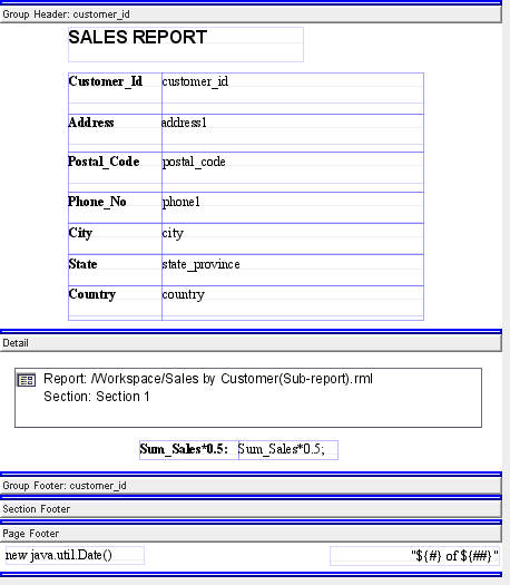 SubReport Example Layout