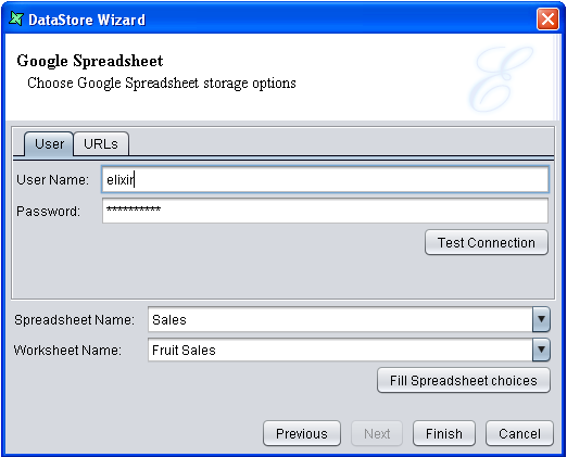 Google Spreadsheet DataStore - User