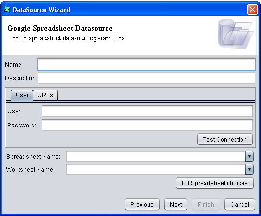 Google Spreadsheet DataSource Wizard - User