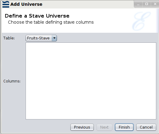Selecting a Stave Table