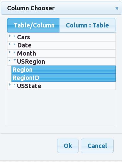 Select the Region Table