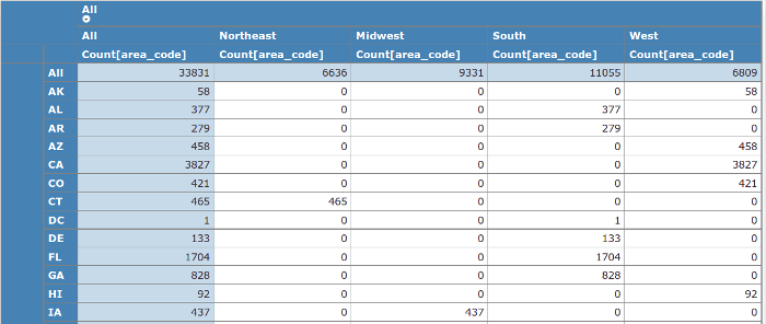 Example of a Pivot Report