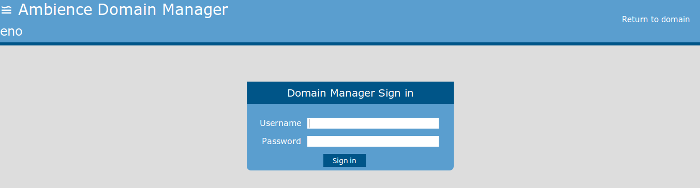 Domain Manager Login Screen
