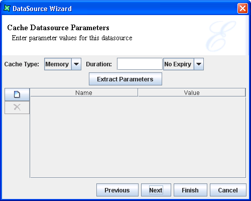 Cache DataSource Parameters