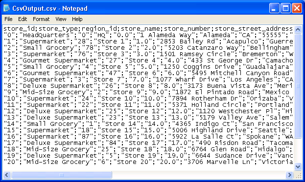 CSV Output