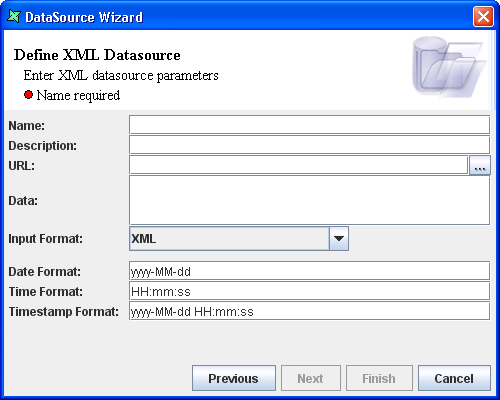 Define XML DataSource