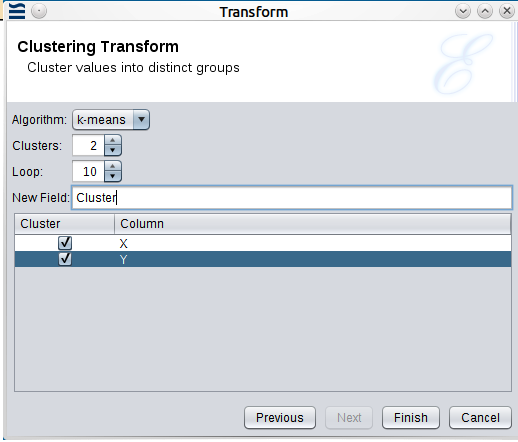 Clustering Transform Configuration